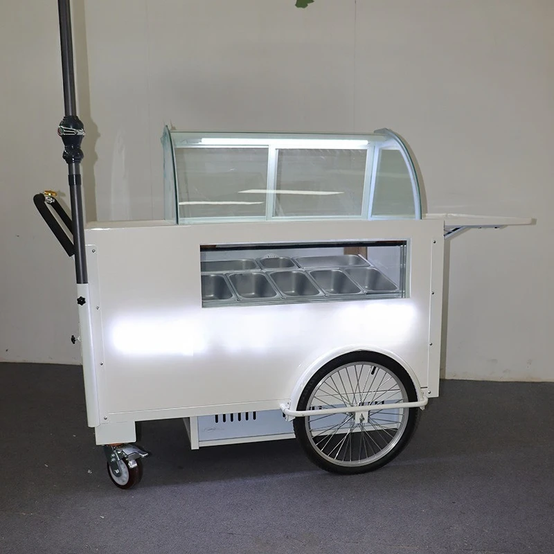 

Ice cream cart with lamp brand Commercial sales vehicle Refrigerated cabinet Scenic takeaway stall Snack truck