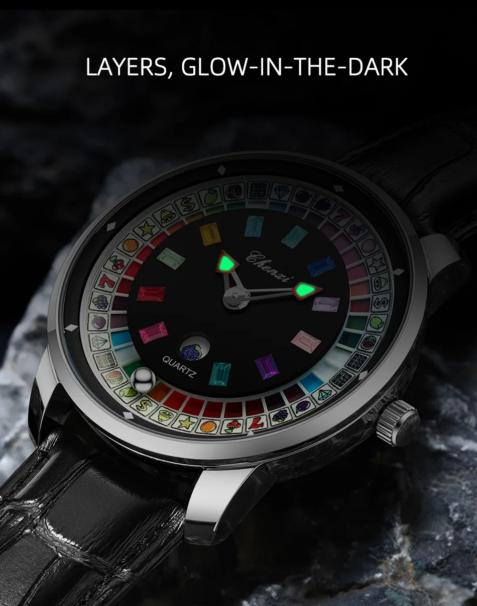 CHENXI 6362 Modische Quarzuhren für Herren, Kreatives Rotierendes Zifferblatt, Leuchtend, 30M Wasserdicht, Lässige Herren-Armbanduhr, Reloj Hombre – Detail 9