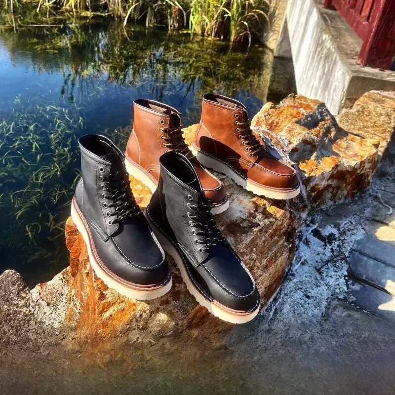 

Fashionable Men's Boots Crafted from Top Layer Cowhide Leather Workwear Style Autumn Winter High Versatility Trendy