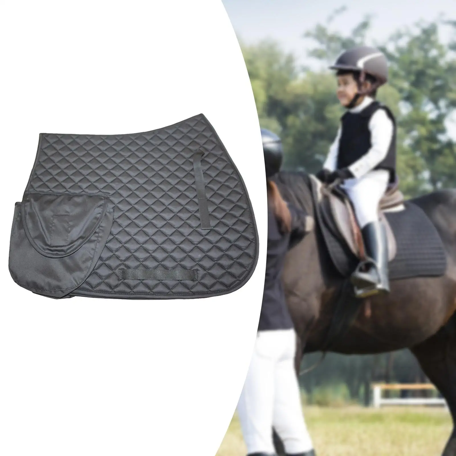 

Horse Saddle Pad Sports Accessory with Storage Pocket Protective Cushion Mat