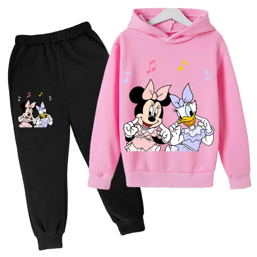 Girls boys Disney Mickey Mouse Hoodies Cotton Donald Duck Long Sleeve pant Children Autumn 4-14 Years Old Cartoon Casual Hooded