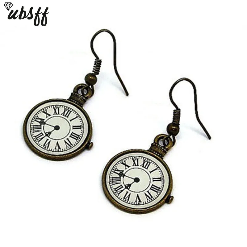 1pair Retro  Antiqued Bronze Tone Pocket Watch Charms Pendants 18x23.5mm Earrings