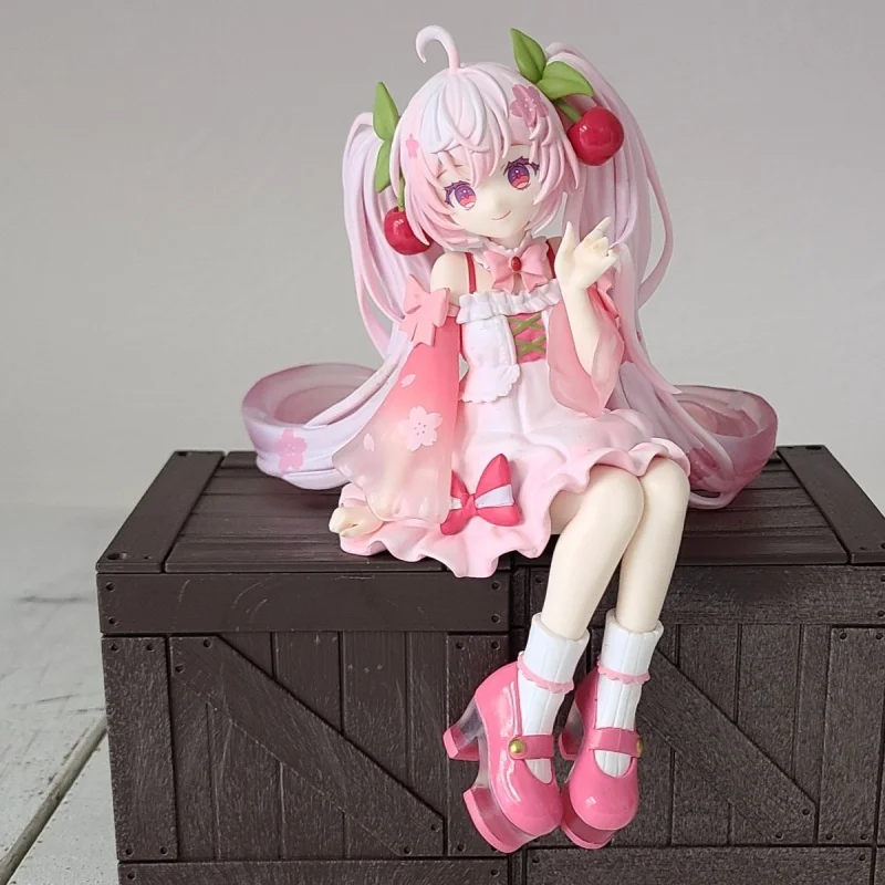 2025 New Sakura Miku Anime Toy Cute Hatsune Miku Pretty Girl Sitting Style Figurine Model Collection Toy Gifts