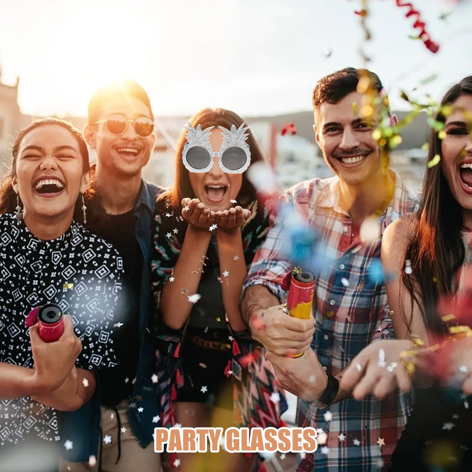 Tropische ananas zonnebril Hawaiiaanse feestbrillen Leuke fruittinten voor zwembadstrand Luau-vieringen Universeel