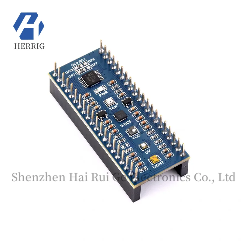 Micro Snow Raspberry Pi Pico Environmental Sensor Expansion Board with Visible Light/Dynamic/Gas/Red and Far-UV I2C Interface