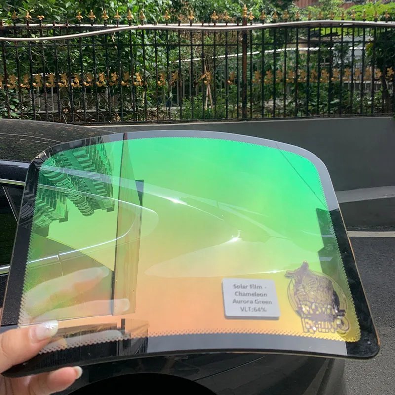 Colorful Chameleon Aurora Green VLT 64% Car Front Rear Window Solar Tint Windshield Protection Film Anti UV Heat Insulation