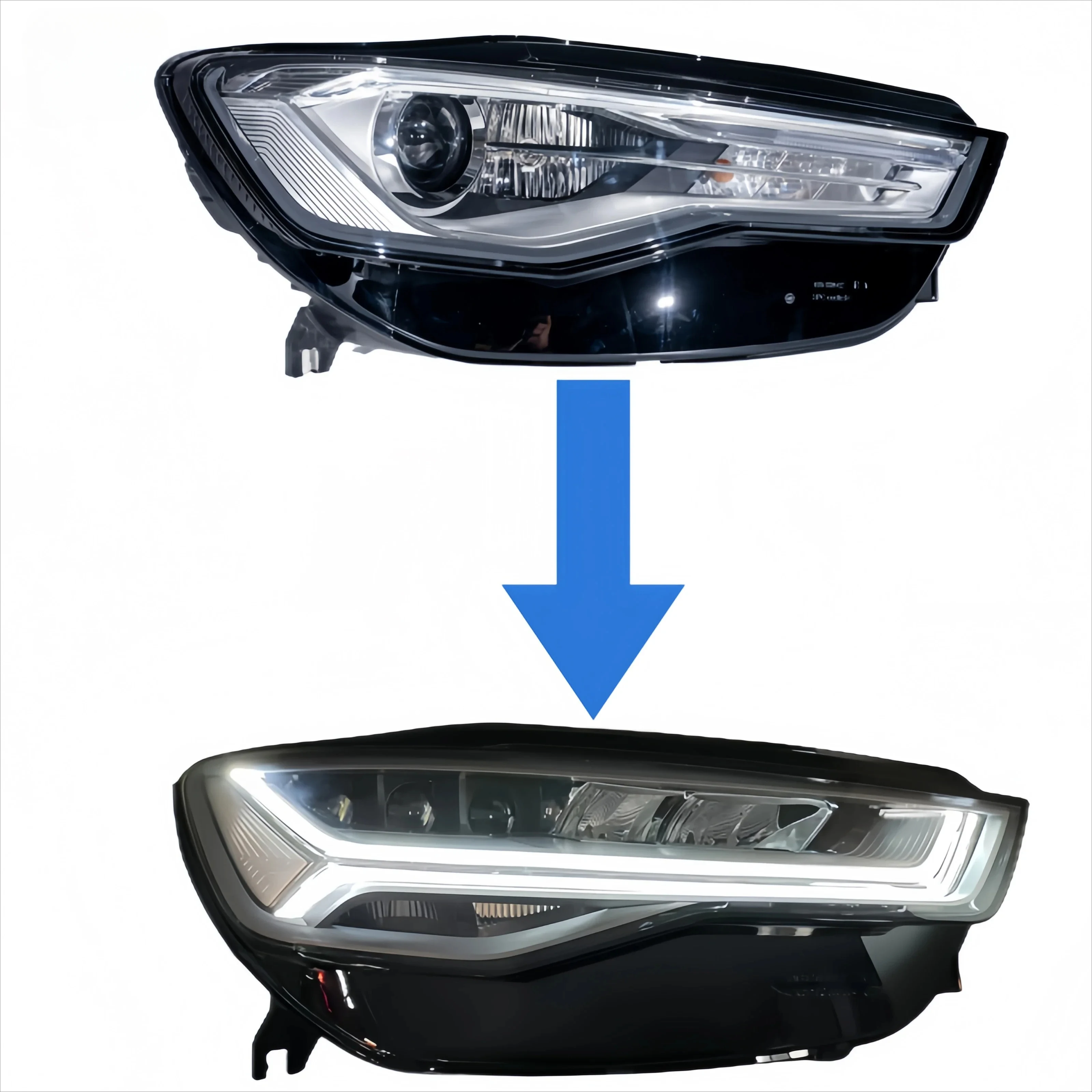 Estilo de lente Matrix Farol modificado, plug-in direto para Audi A6 16-18, atualização HID