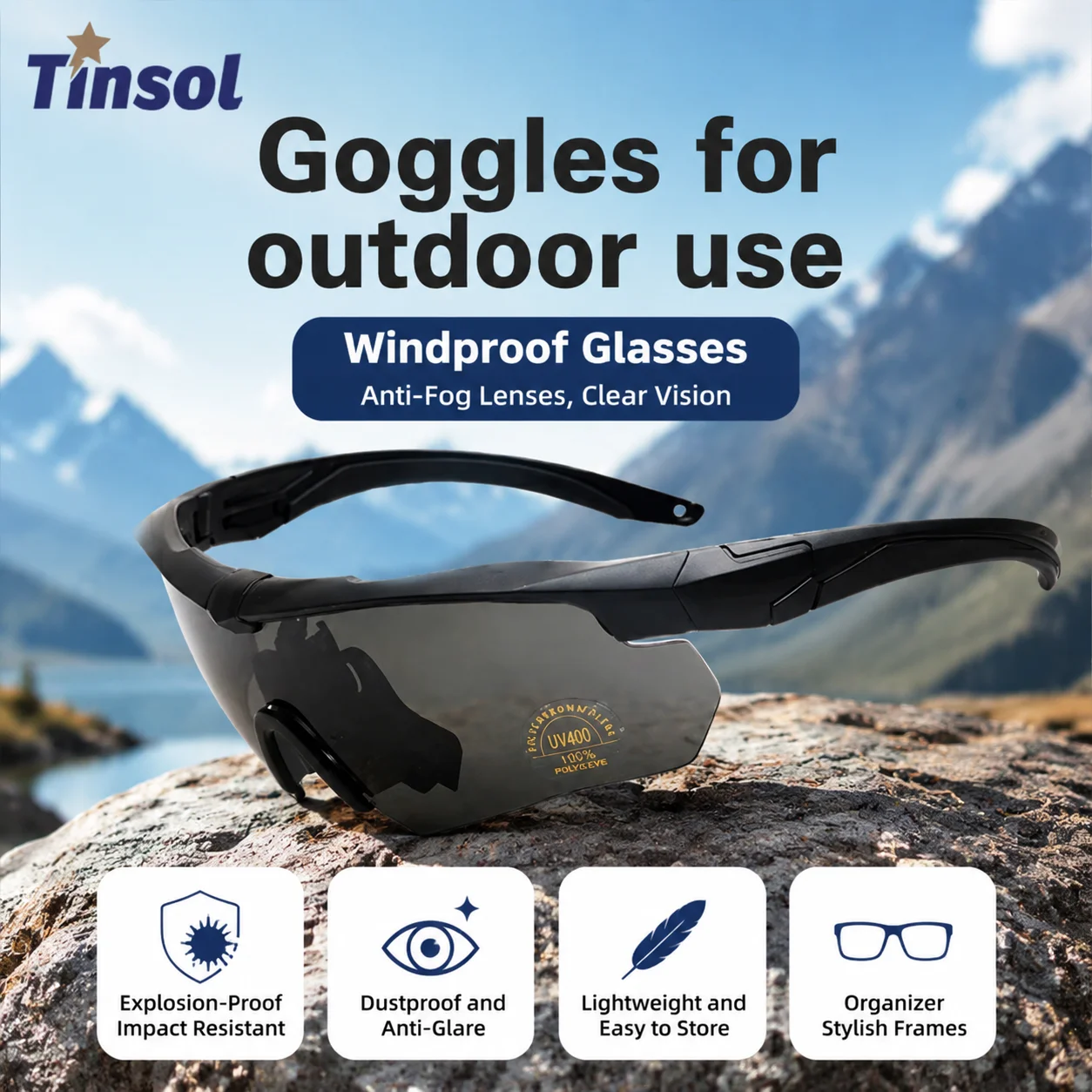 Gafas Tácticas CS Airsoft, Gafas de Tiro a Prueba de Viento HD con 3 Lentes, Gafas de Seguridad para Motocross, Motociclismo y Montañismo