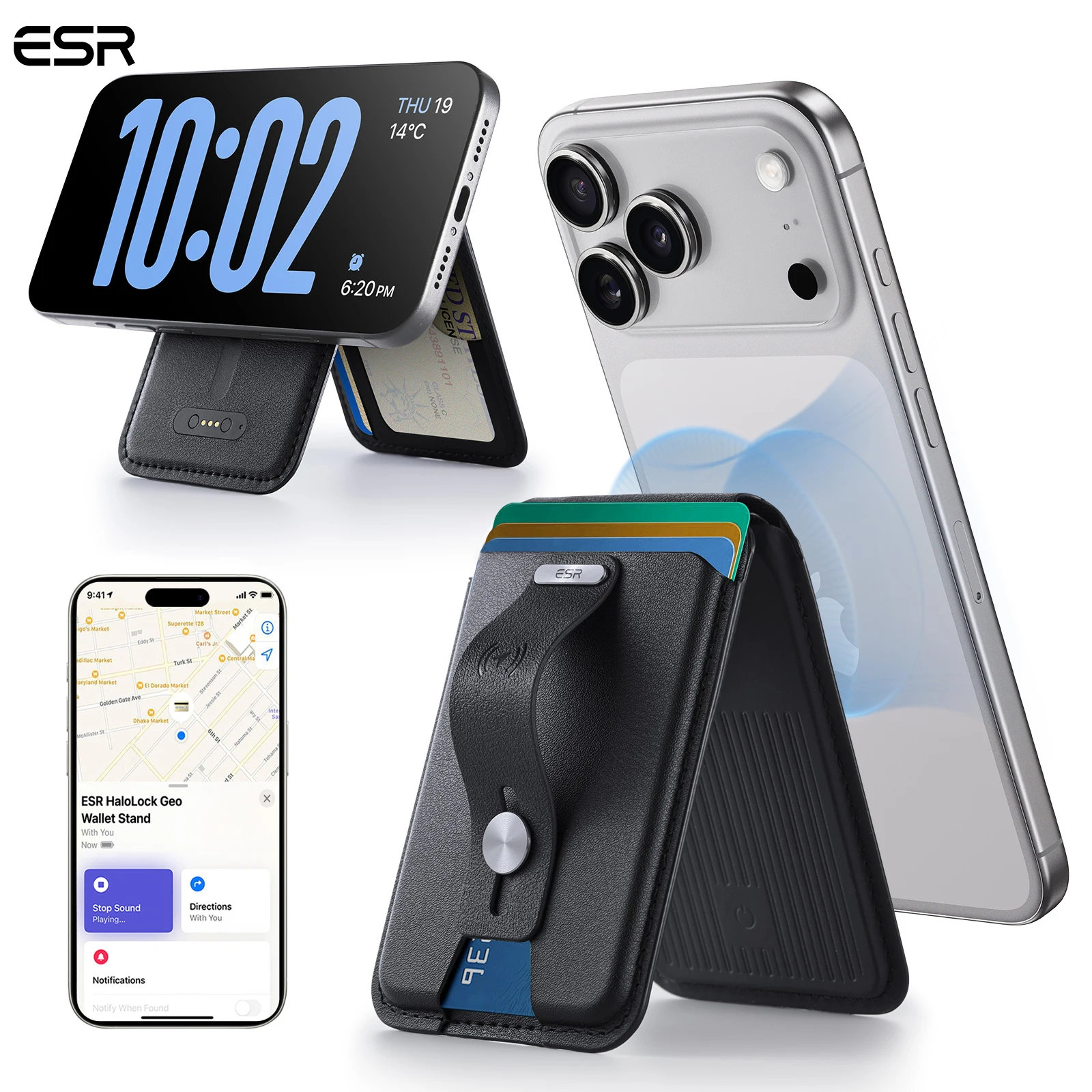 

ESR for Findmy Magsafe Wallet RFID Blocking Magnetic 5-Card Holder Storage Wallet Tracker for iPhone 17/16/15/14/13/12 Series