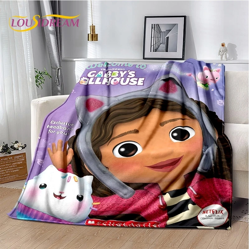 Cartoon Cute Gabbys Dollhouse Girl Soft Blankets,Keep Warm Throw Blanket Comfortable Blanket for Picnic Beds Sofa Home Bedroom