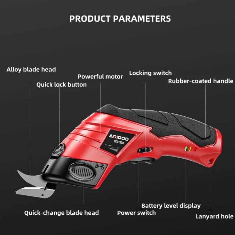 4.2V Electric Scissors For Cloth Carpet Leather USB Rechargeable Leather Trimming Scissors Cordless Fabric Cutting Machine