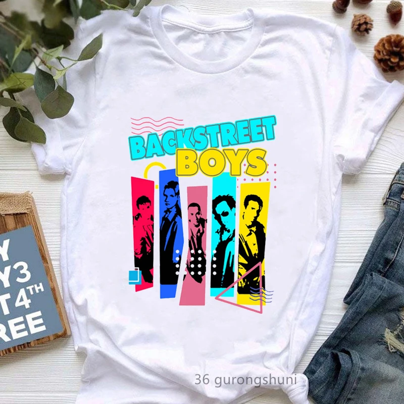 2024 Hot Sale Watercolor Backstreet Boys Print T Shirt Women Cool Hip Hop Tshirt Femme White Hipster Female T-Shirt Streetwear