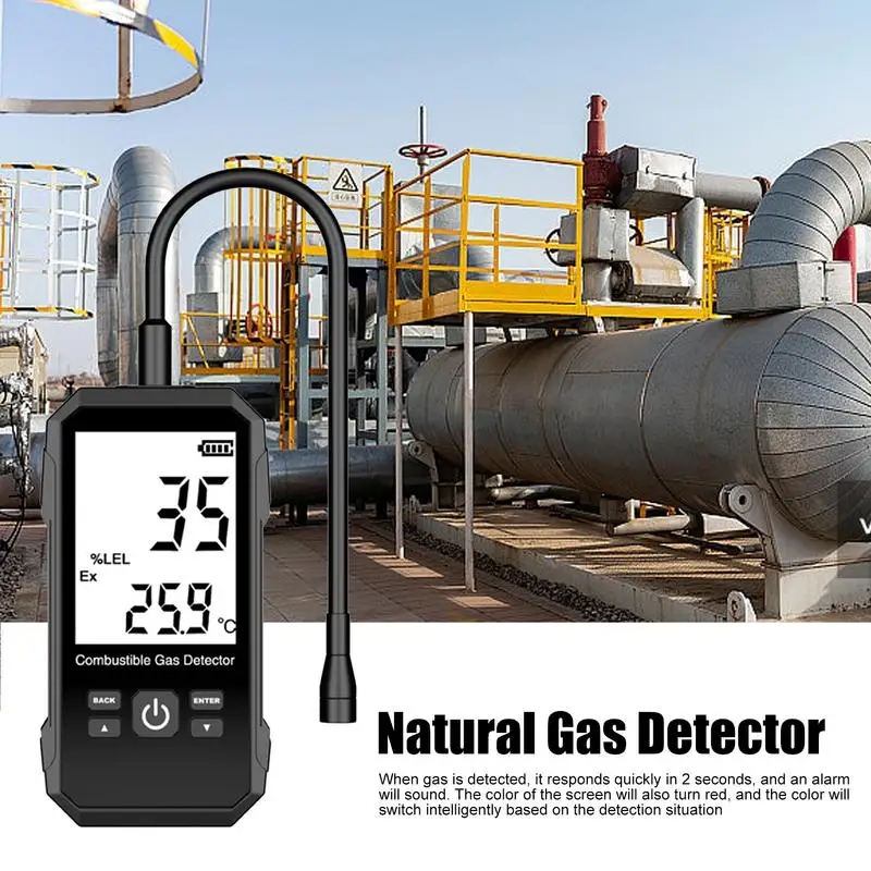 Methane Detector Accurate Methane Leak Detector With Long Flexible Probe Visual And Sound Alarm Handheld Sensor For Home And RV