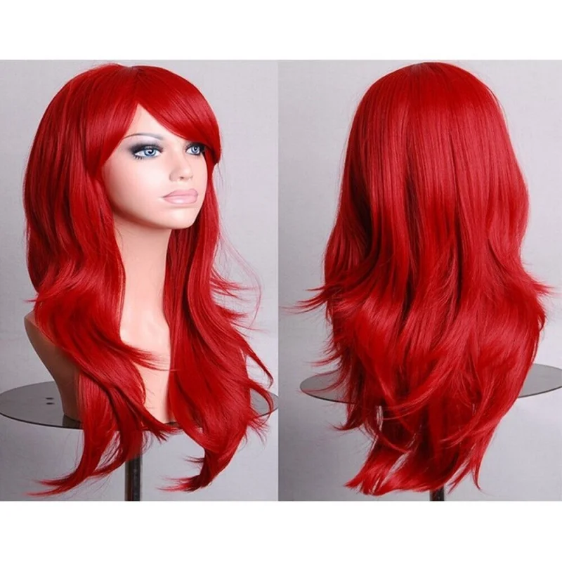 

Red Fashion Full Curly Wigs 70cm Cosplay Costume Anime Party Hair Wavy Long Wigs