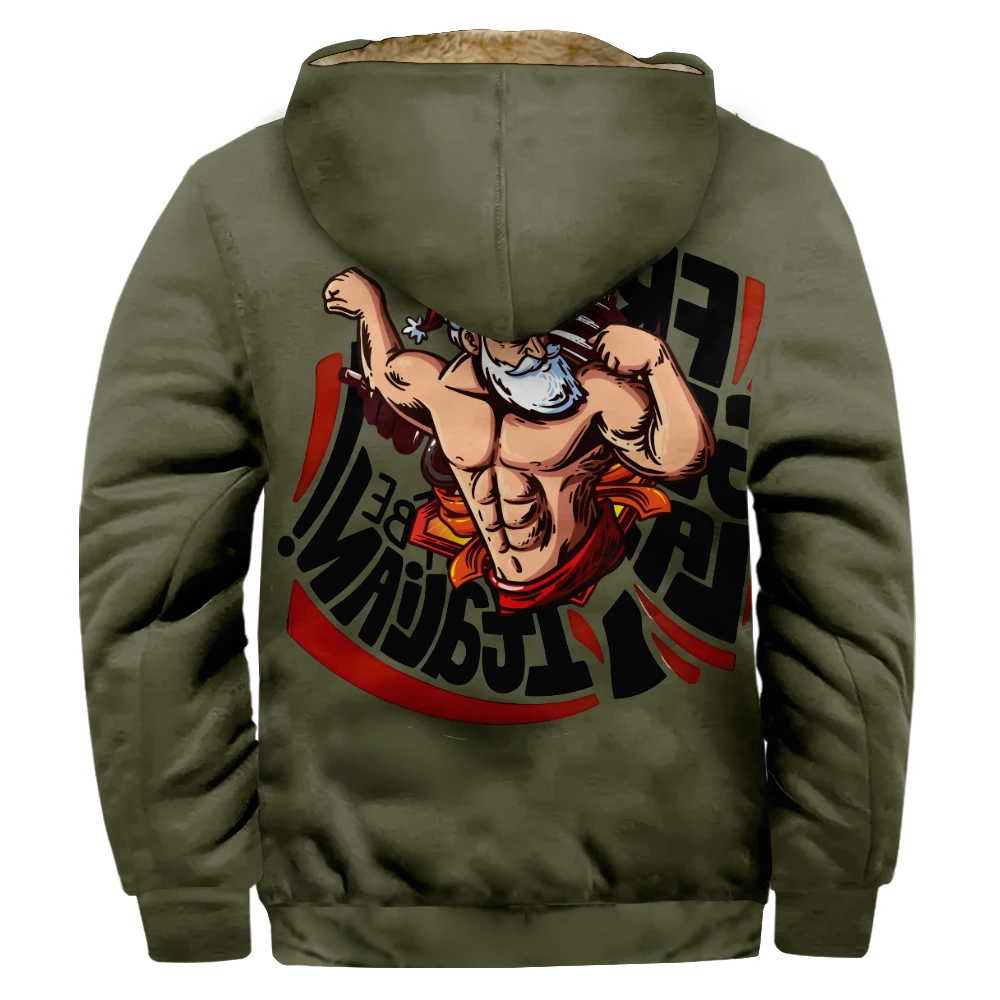 Men\'s Zipper Hoodie Christmas Cartoon Graphic Print Long Sleeve Jacket Women Winter Coat Funny Outerwear