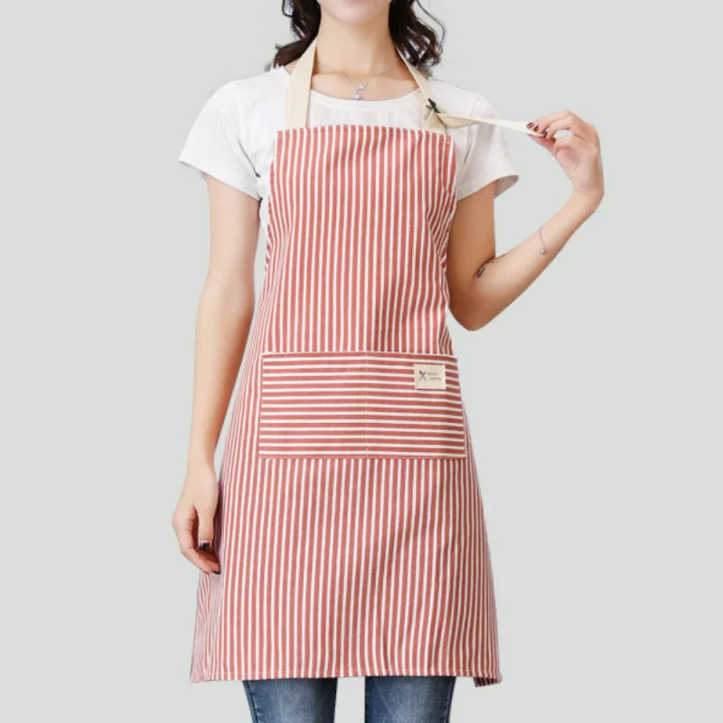 

Kitchen Striped Apron Adjustable Adult Chef Apron Belt Pocket Kitchen Home Cleaning Cooking And Baking Essential