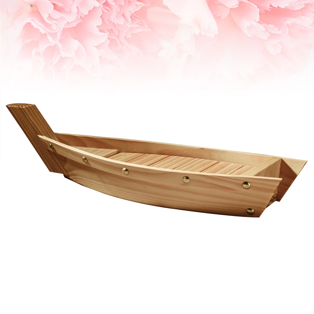 

Wooden Sushi Plate Boat Shaped Dish Breakfast Cooking Serving Japanese Style Snack Tray