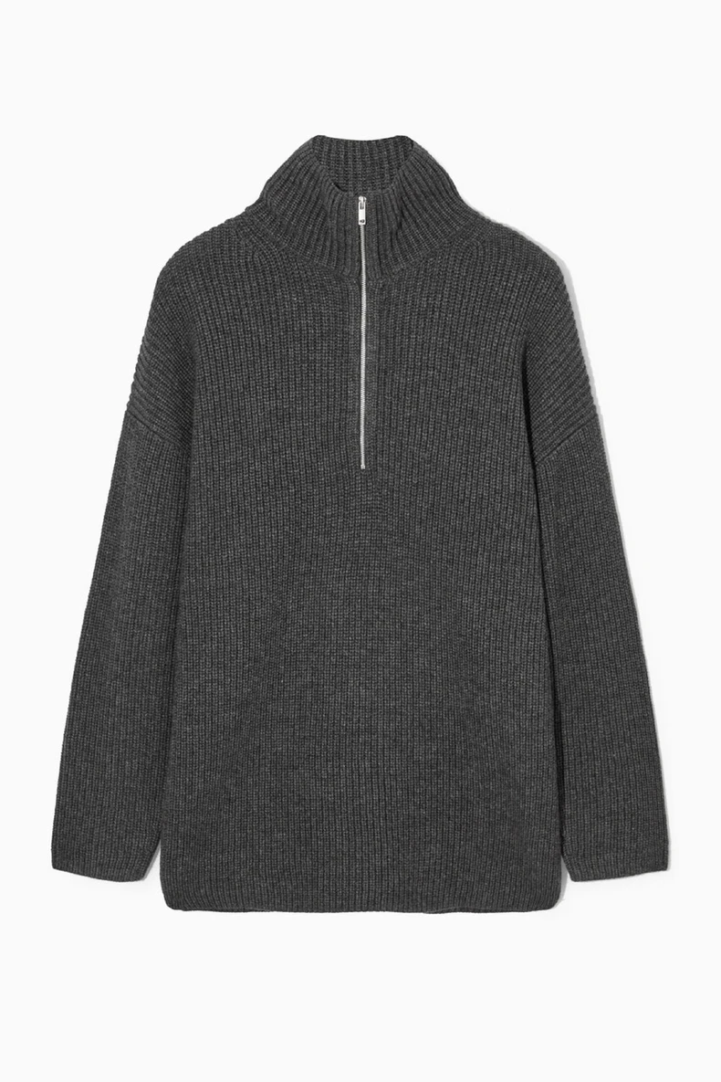 Ethereal 2024 new style of Women\'s casual half-front fleece blend long sweater