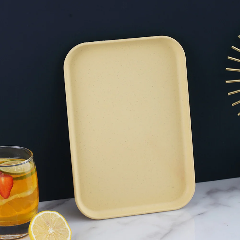 

3Pcs Wheat Straw Storage Tray Lightweight Rectangle Snack Tray for Household Teaware Fruit Lightweight Dinner Dish