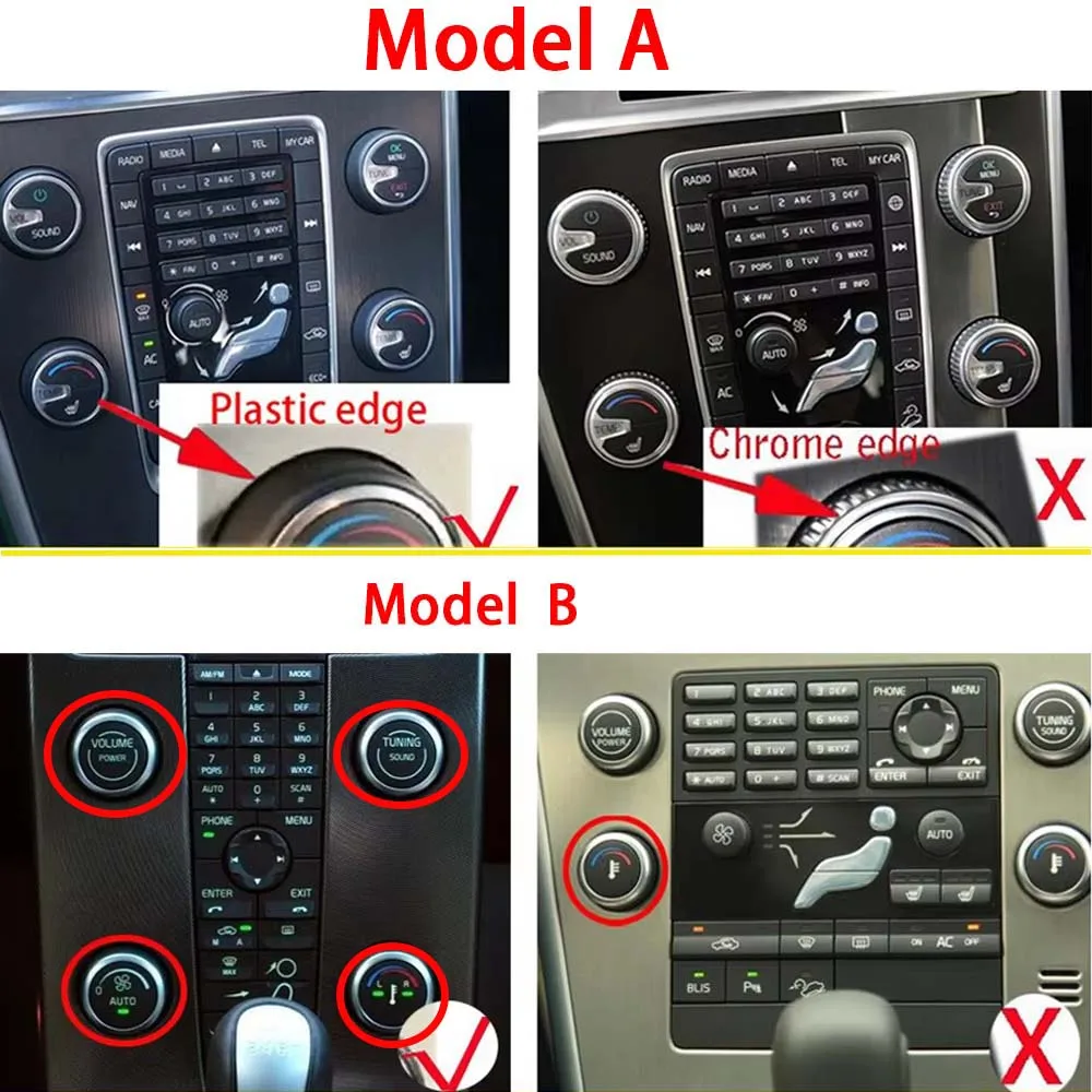 4Pcs/Set Car Air Conditioning Rotary Knob Heat Control Switch Knob Trim Fit For VOLVO S60 V60 XC60 S80 V40 Auto Accessories