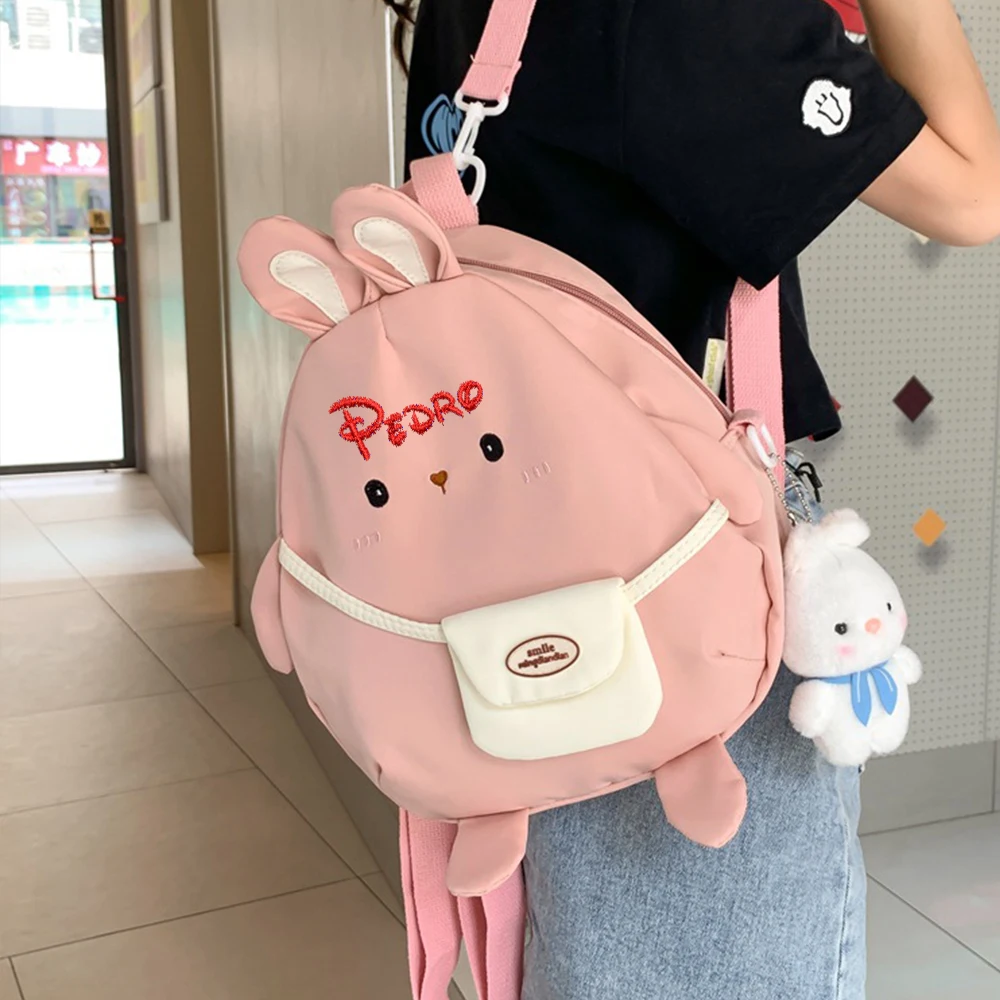 Personalização personalizada Mochila bonito engraçado, Grande capacidade Cartoon Crossbody Bag, Nome Bordado Estudante Presente