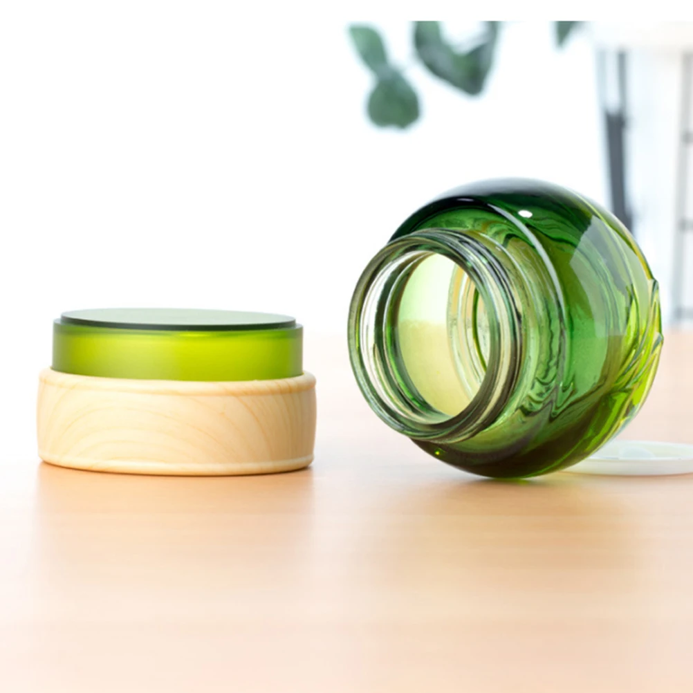 

2Pcs Glass Travel Dispenser Bottles Leakproof Container for Lotion Shampoo Cream Storage Portable Glass Cream Box