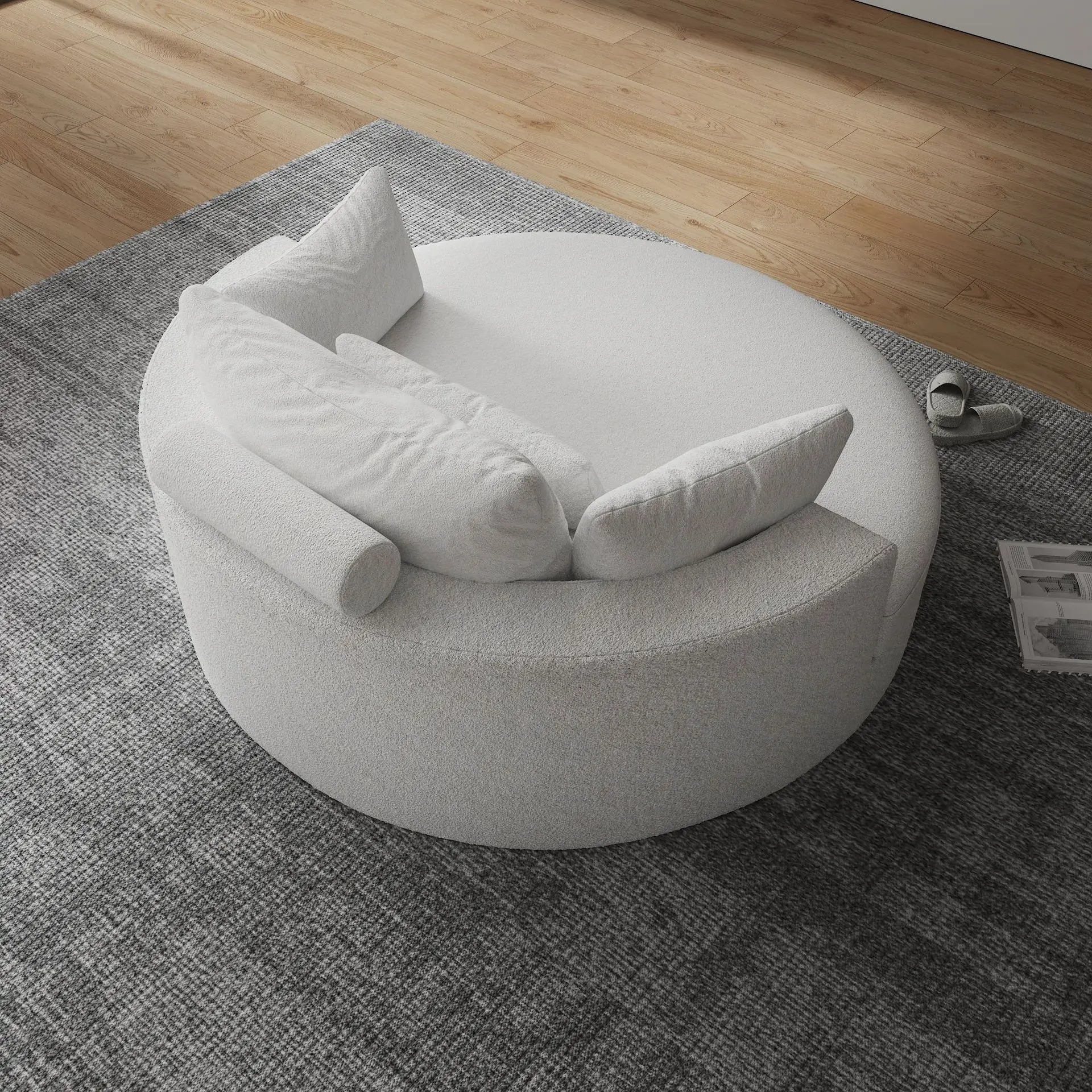Factory Direct 2026 Round single double creative sofa compression vacuum packaging cloud warehouse sofa Nordic wind sofa