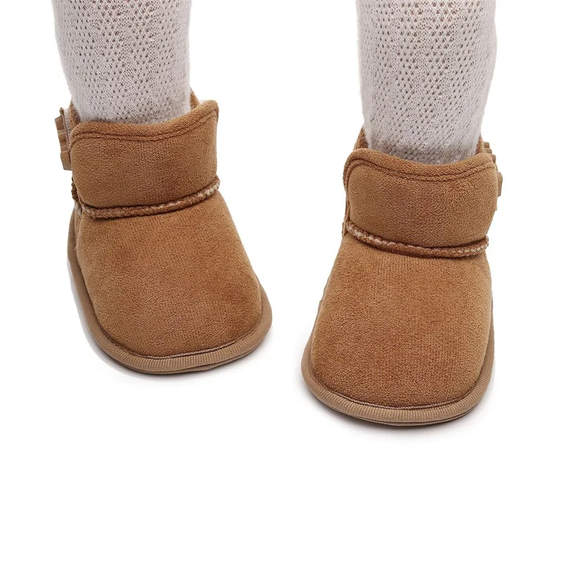 BloRequiBaby-Bottes de rinçage non ald pour nouveau-né, chaussures de neige d'hiver pour tout-petits, chaussures plates chaudes pour bébés, chaussures de marche décontractées pour garçons et filles