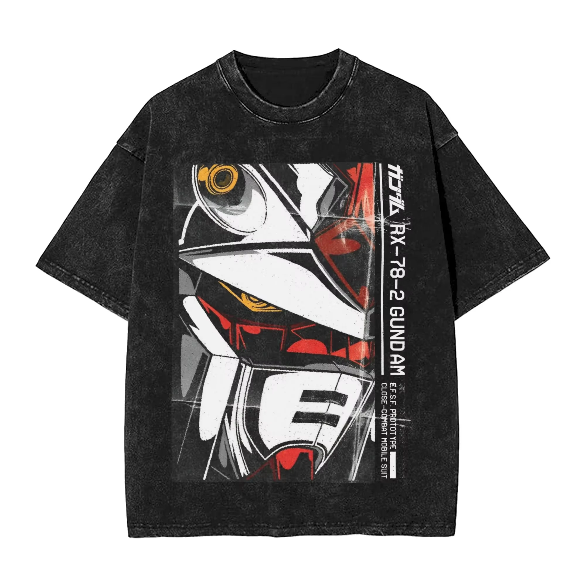 

Harajuku Anime Mobile Suit Gundam Washed Vintage Vintage T-Shirt Cotton Men Streetwear Oversized Women Short Sleeve Unisex Y2k