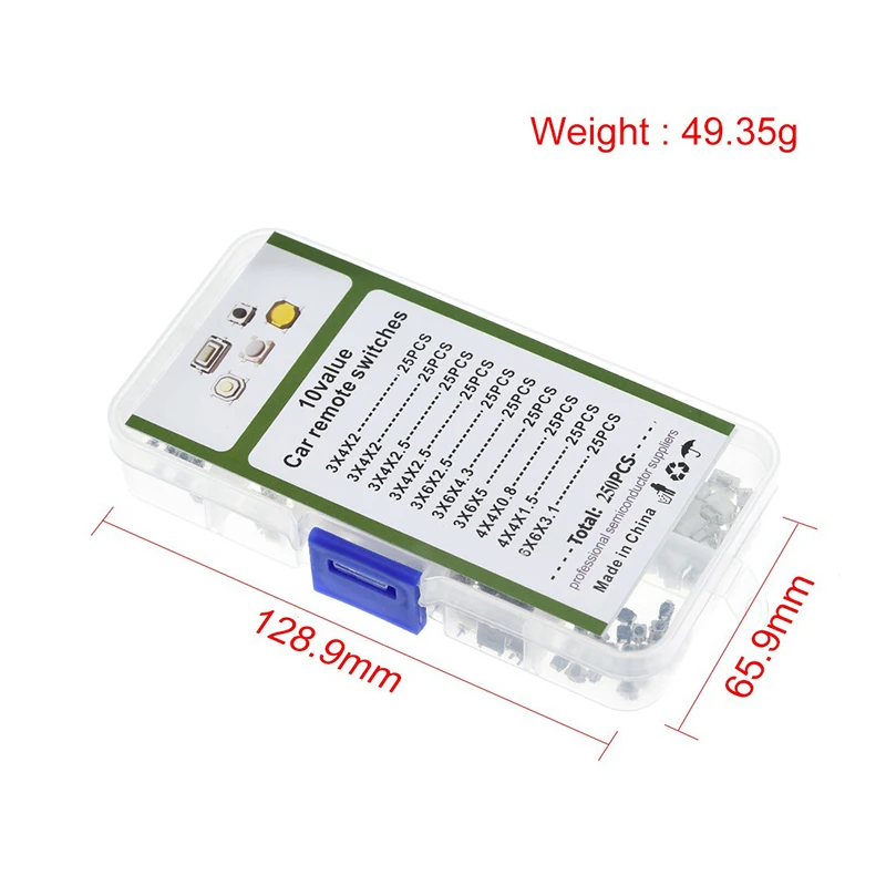 

100/250pcs Durable Car Remote Control Push Button Switch Car Keys Button Touch Microswitch Car Switch Button 10 Types With Box
