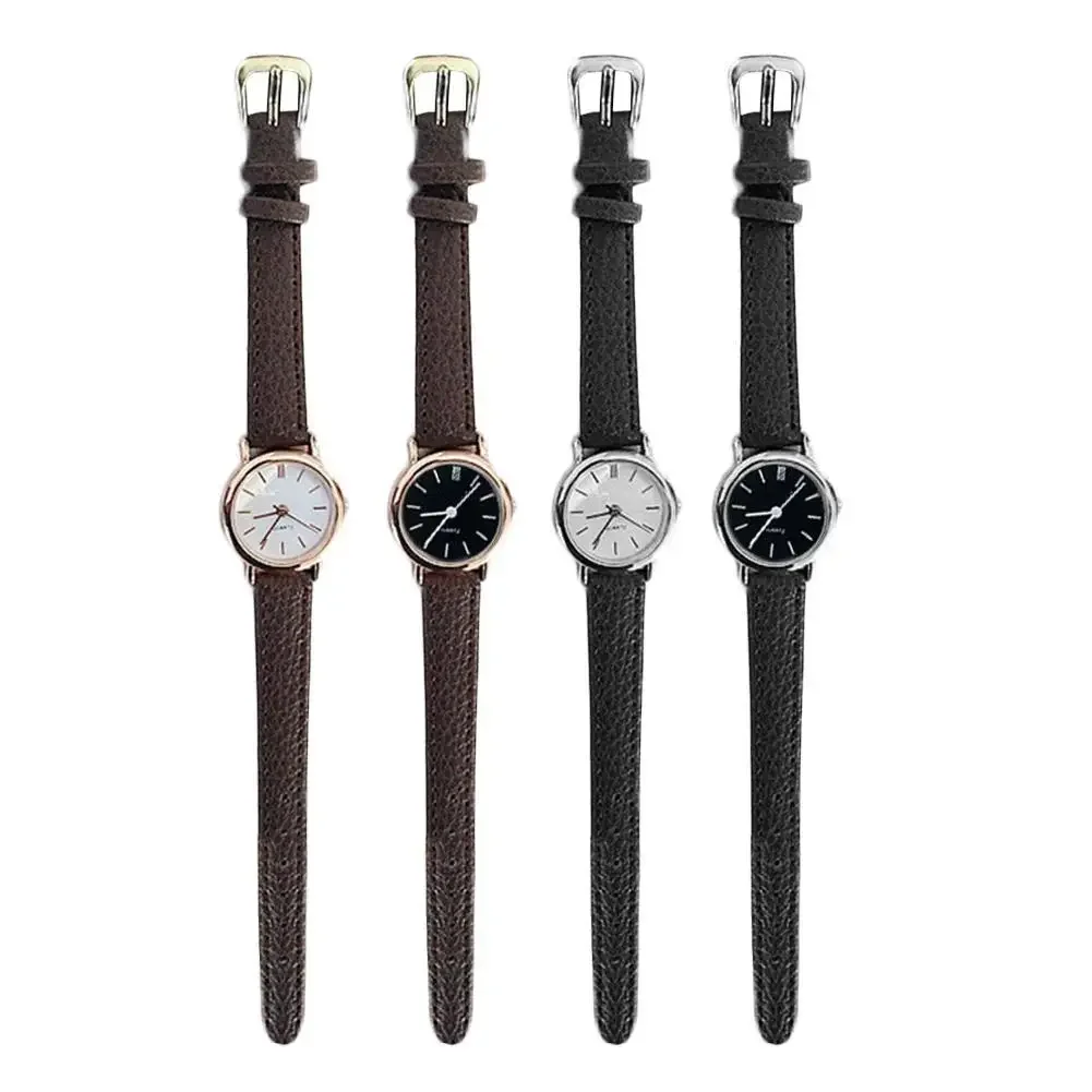 Korean Fashion Watch PU Leather Strap Couple Casual Quartz Watch Simple Lovely Square Dial Wristwatch Multicolour for Lover Gift