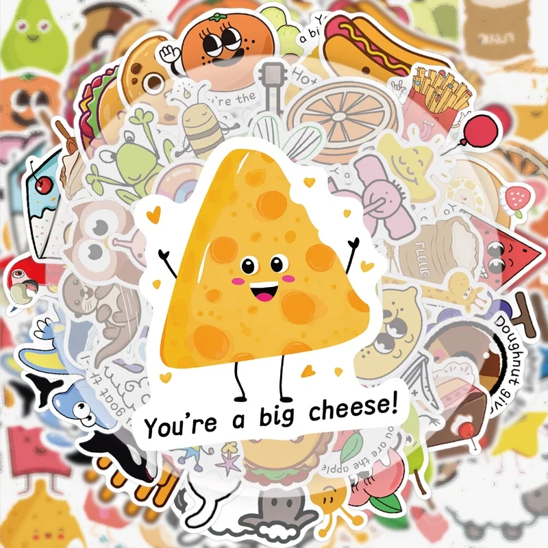 55 Fun English Graffiti Stickers, Matte Effect, Pvc Stickers Suitable for Phone Cases, Laptops, Tablets, Suitcases, Refrigerators, and Diaries, Interesting Sticker Decals, DIY Decoration