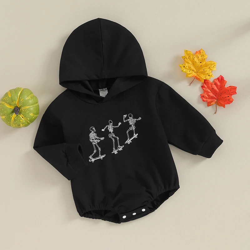 

Infant Halloween Costume Jumpsuit Adorable Pumpkin Print Short Sleeve Hooded Romper Toddler Outfit for Fall Party