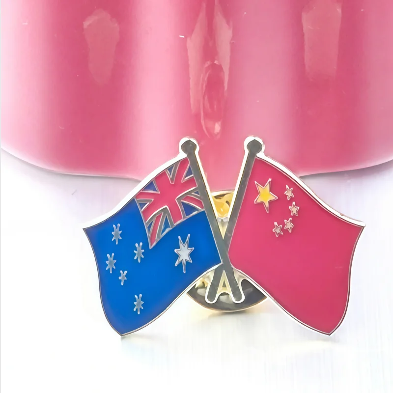 Australia China Flag Metal Soft Enamel Lapel Badge Pins Brooches