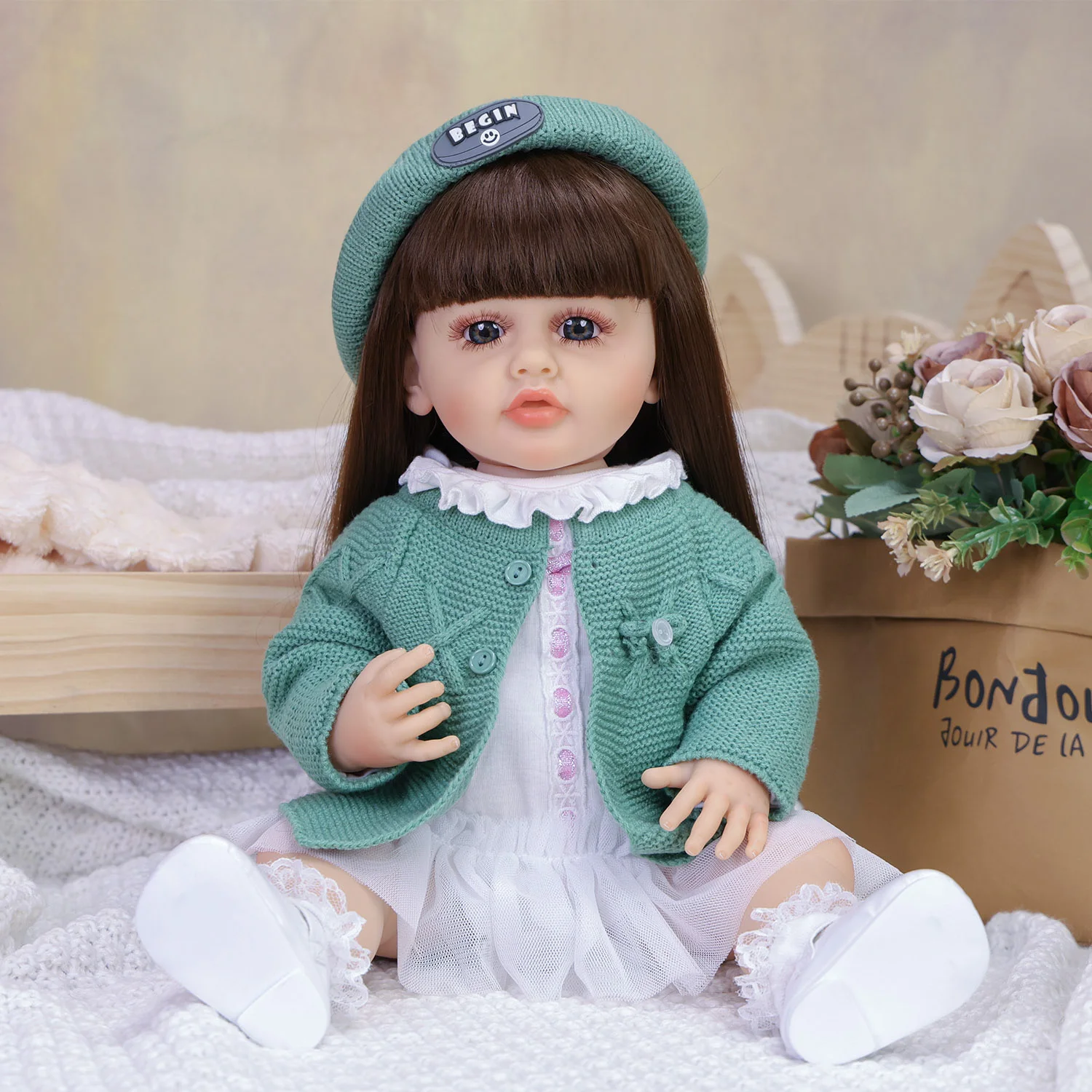 

KEIUMI 22-Inch Vinyl Body Bebe Reborn Doll,Posable, Realistic Skin & Facial Features, Collectible Girls Dolls Children Gift