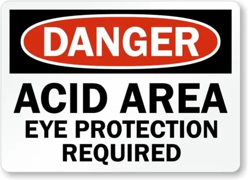 Acid Area Danger Aluminum Weatherproof 12