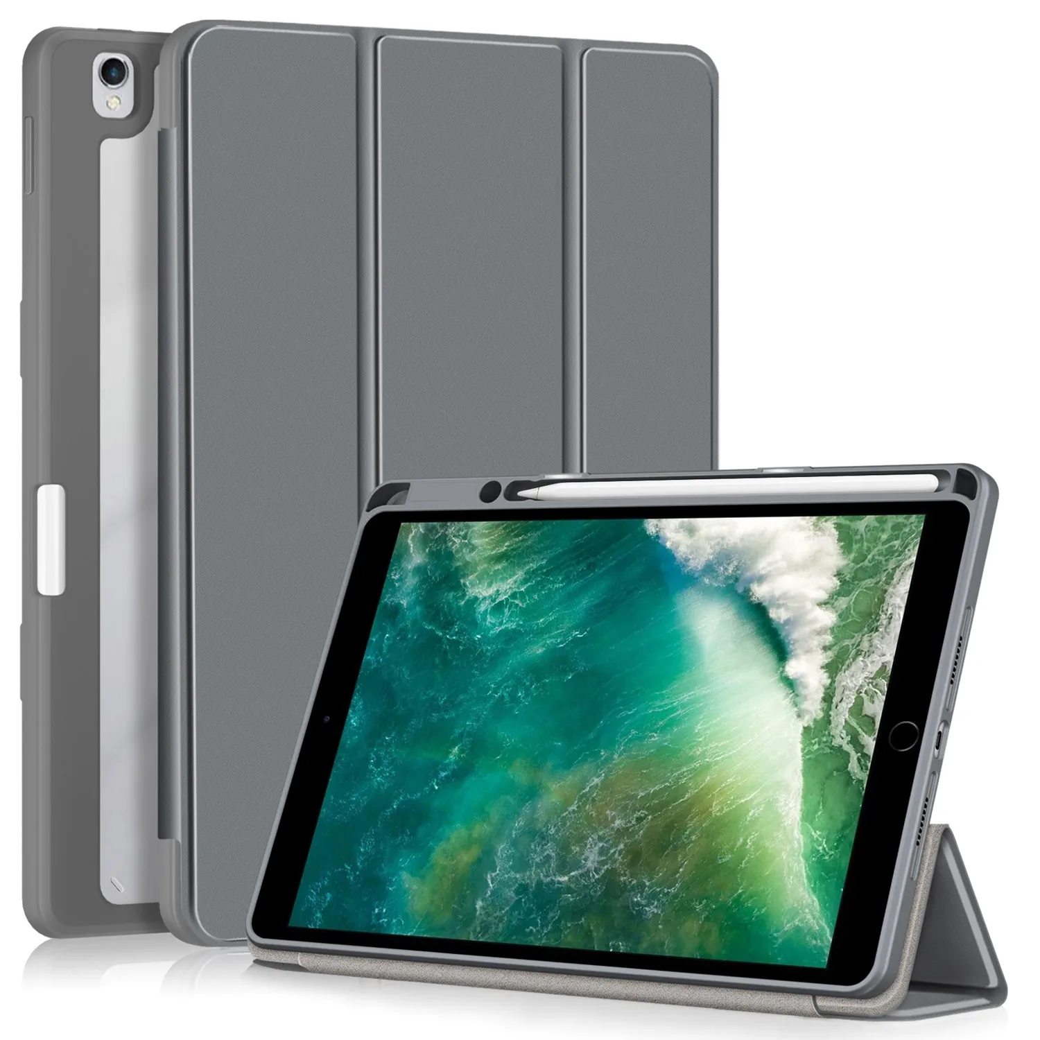 

For iPad Generation Case Funda iPad 10.2 21 20 19 10.5 17 19 Case Tri-Folded TPU Leather Stand Smart Case Auto Slee/Wake-up