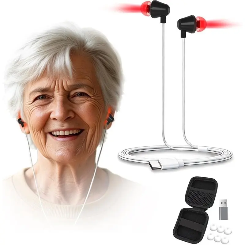 ABIT Red Light Therapy Device(650Nm), 2-In-1 Earplugs For Tinnitus Relief, Migraine& Clogged Ears Featuring USB/Type-C Connectiv