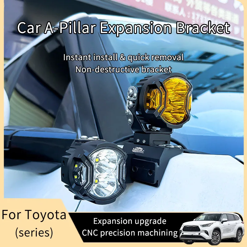 Quick-release A-pillar and hood expansion spotlight bracket for FJ Cruiser (2004–2022 models) made of aluminum alloy