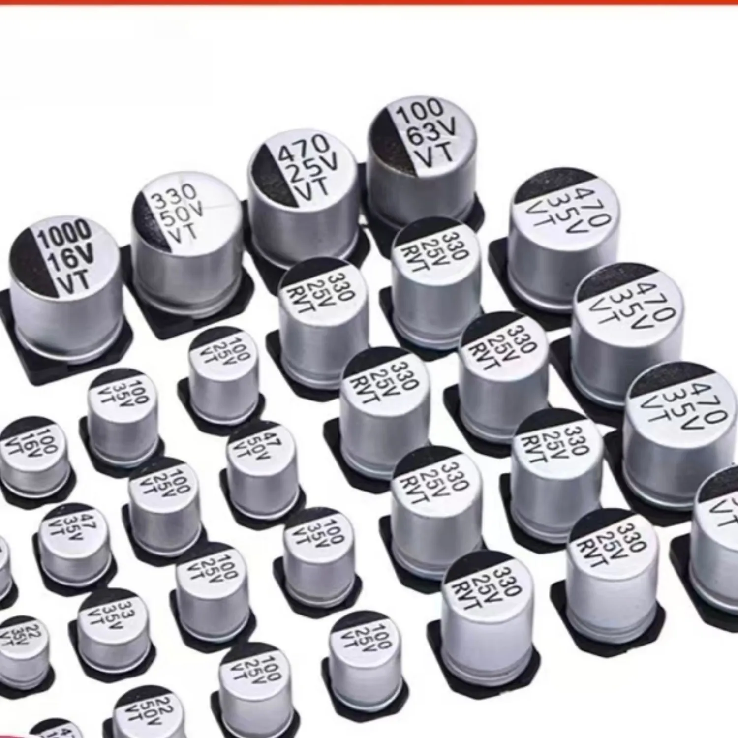 50pcs SMD Aluminum Electrolytic Capacitors 50V 220uF ±20%, Surface Mount Capacitor For PCB Circuit Power Supply