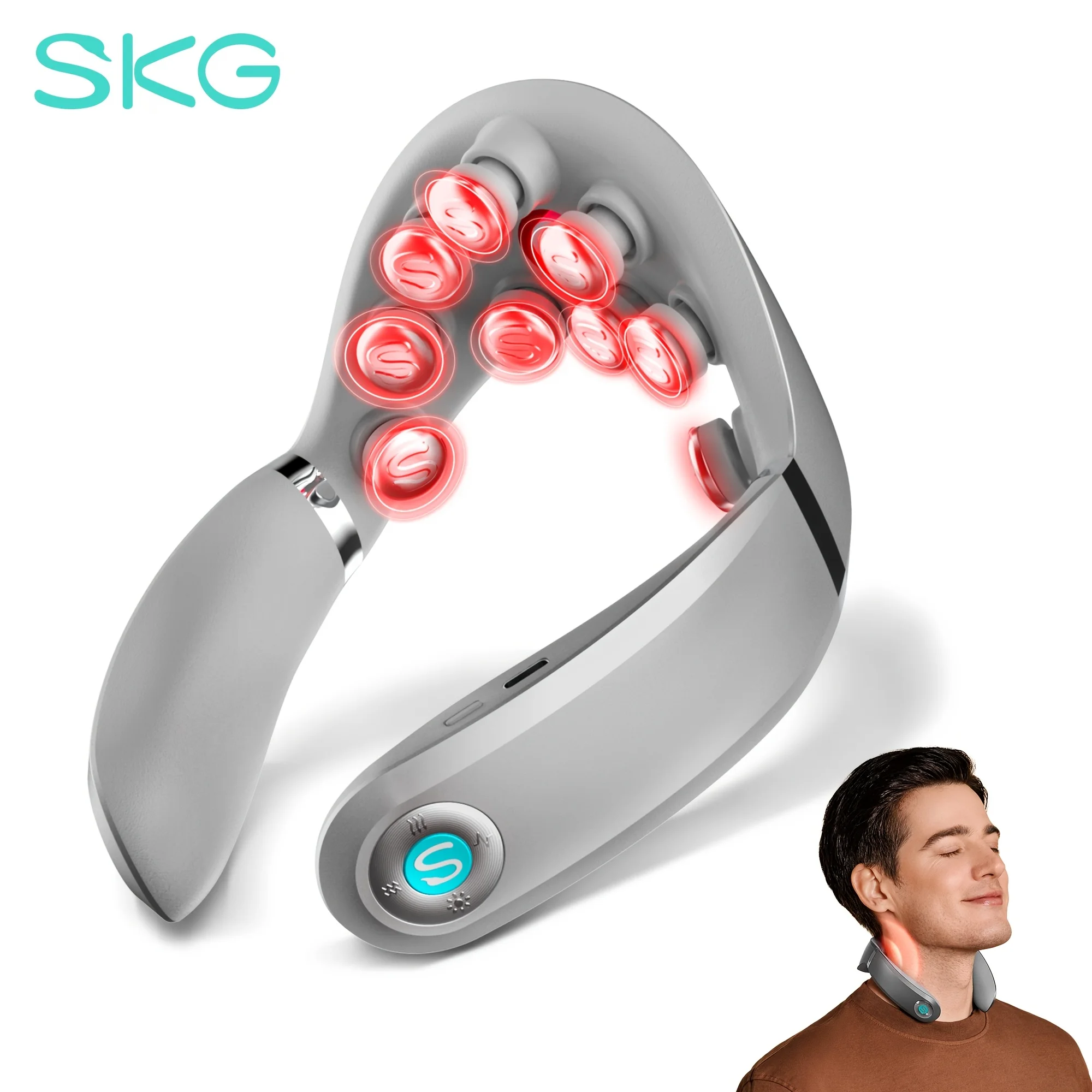 

SKG Ultra-Portable Neck Massager with Heat, Cordless Mini Shiatsu Deep Kneading Device, Hands-Free Lightweight Wearable Muscle Relaxation Machine for Office Car & Travel, Rechargeable Premium Mother's Day Gift for Women Mom