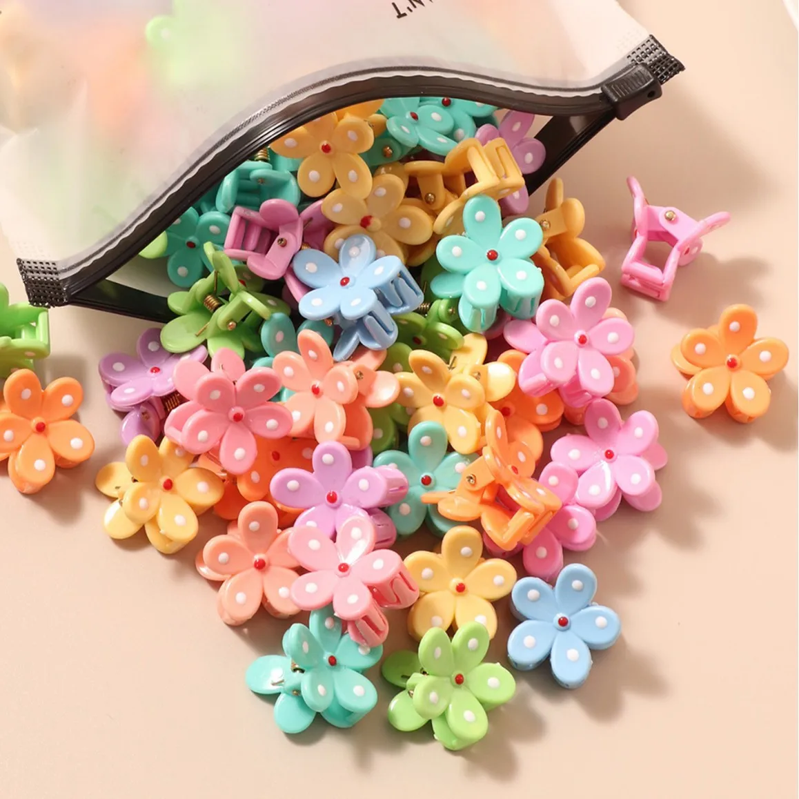 

10Pcs Cartoon Colorful Polka Point Flower Mini Hair Claws Clip Kids Sweet Hairpins Children Fashion Barrettes Hair Accessories