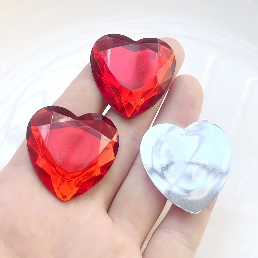 35mm large heart acrylic red rhinestone suitable for jewelry-made lover gift decoration Love rhinestone scrapbook