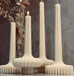 Molde de vela de Pilar acanalado estético DIY para hacer bodas, molde de plástico acrílico de columna escultórica de cera de soja a rayas altas