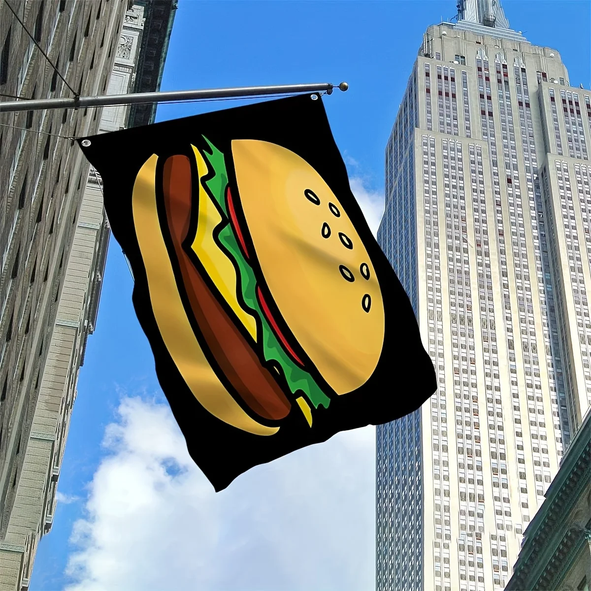 

Cheeseburger Hamburger BBQ Flag Durable Polyester Indoor Outdoor Decoration 3x5FT 4x6FT