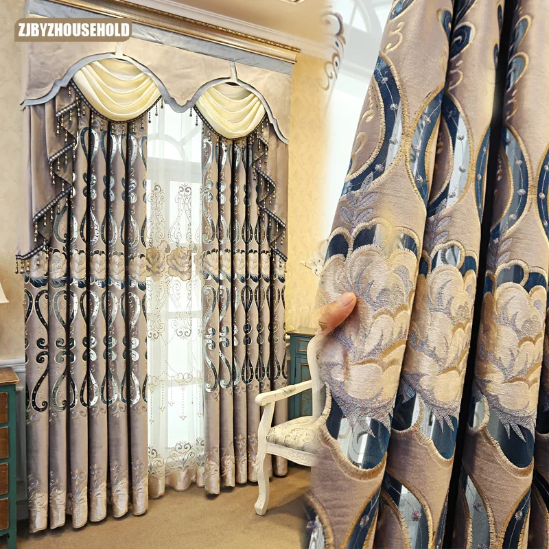 

New European-style Atmospheric Curtains for Living Room Luxury Curtains for Bedroom Window Curtain Cortinas Para La Sala