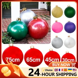 30/45/65/75CM Christmas Inflatable Ball PVC Blow Up Ball 8 Colors Decorated Ball With Stakes To Fasten Ball Happy new year