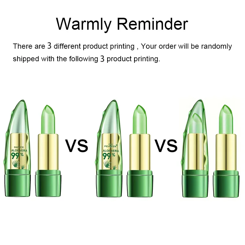 Lápiz labial Aloe Vera Warm Change para una protección de labios duradera, hidratante y que cambia de color, cambio de color mágico