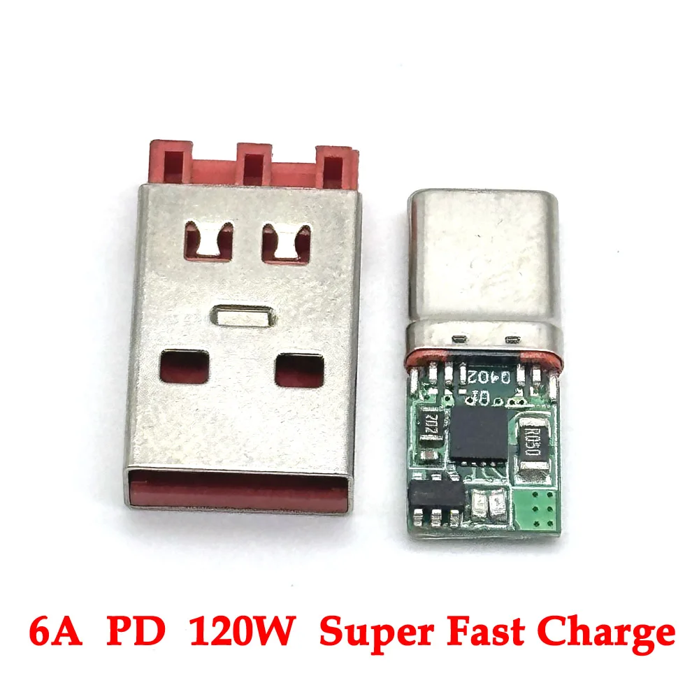 

1/10sets Type-C usb3.1 6A Connectors Jack Tail PD 120W Male Plug Electric Terminals welding DIY data cable accessories