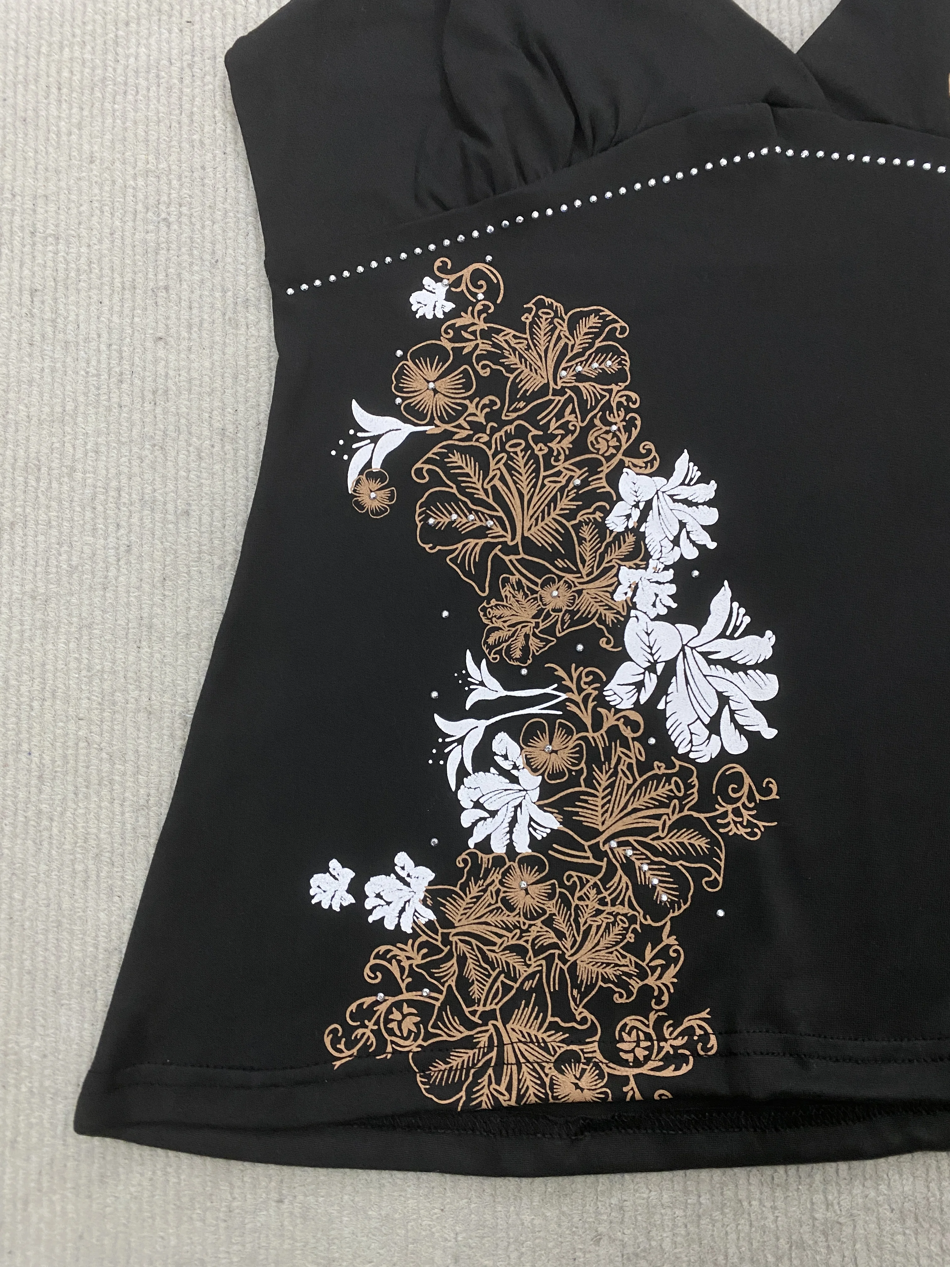 Vintage Retro Damen-Trägertop mit Schlanker Taille, Strass-Verzierung und Bedrucktem Muster, Sexy Sommer-Oberteil für Frauen – Detail 15